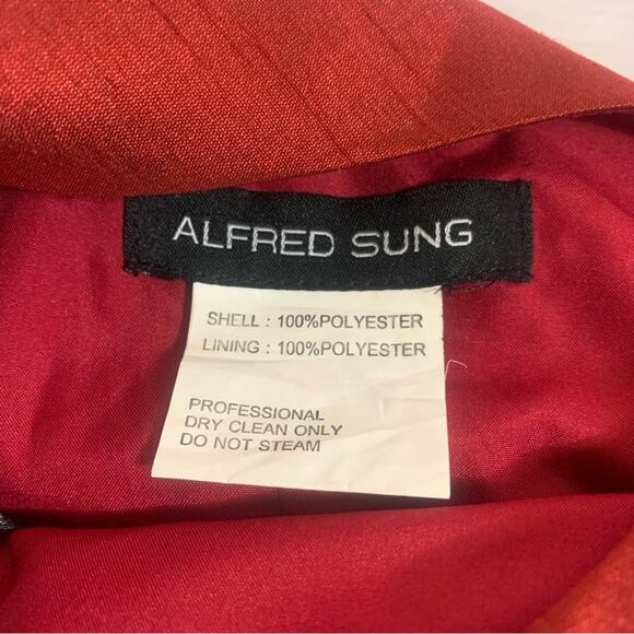 Alfred Sung Cap Sleeve Red Cocktail Gown Size 0 T0390 - Picture 5 of 6